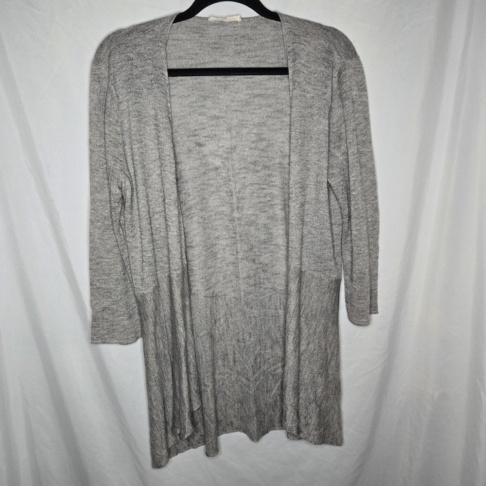 Eileen Fisher Women's Medium‎ Linen Blend Open Front Cardigan Gray Lagenlook